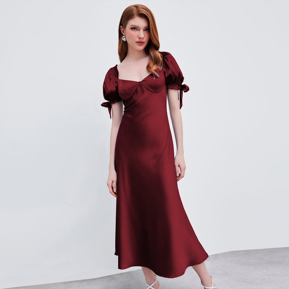Red Satin Mermaid Dress Waist Cinching Elegant Design Perfect for Parties and Gatherings Wholesale Available