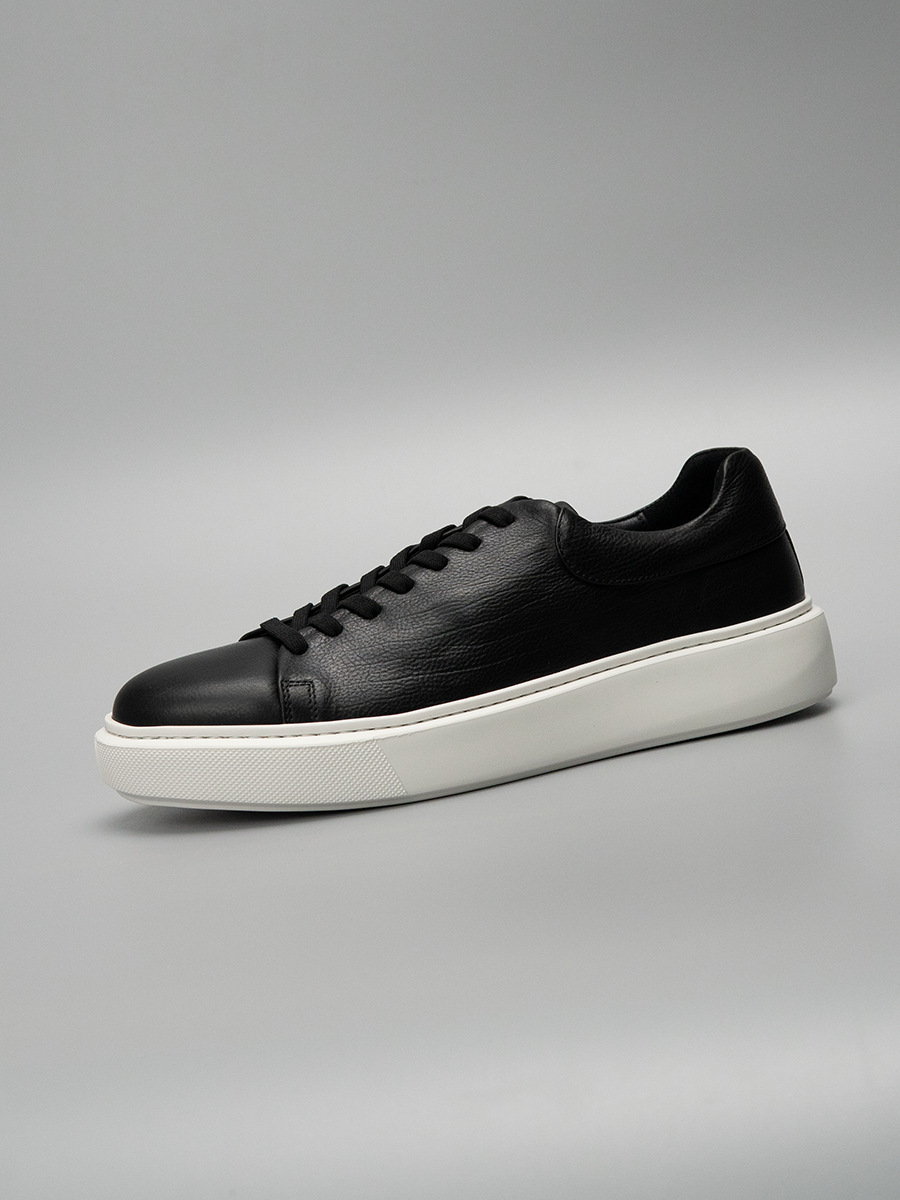 Giày sneaker da retro đánh bóng kiểu mới — Màu đen