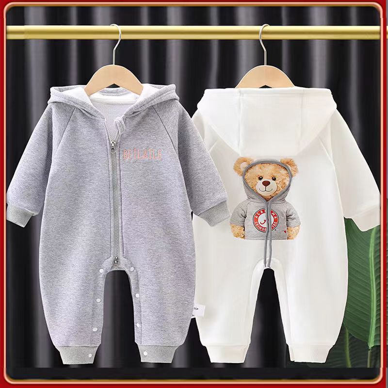 Baby Jumpsuit Spring and Autumn Outfit Baby Romper Newborn Minnie Velvet One-Piece Clothing Pajamas Autumn Long-Sleeved
