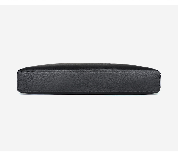 Cặp da nam công sở da bò thật nhiều ngăn đựng laptop 14 inch — Màu đen