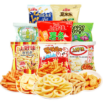 Shanghaojia potato chips wholesale shrimp strips fresh shrimp slices onion rings chips casual puffed food online red snack gift bag