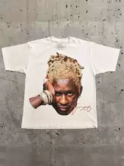 Men's Retro Trendy Portrait Print T-Shirt Short Sleeve Y2K Gothic Harajuku Hip-Hop Casual Loose Top Wholesale