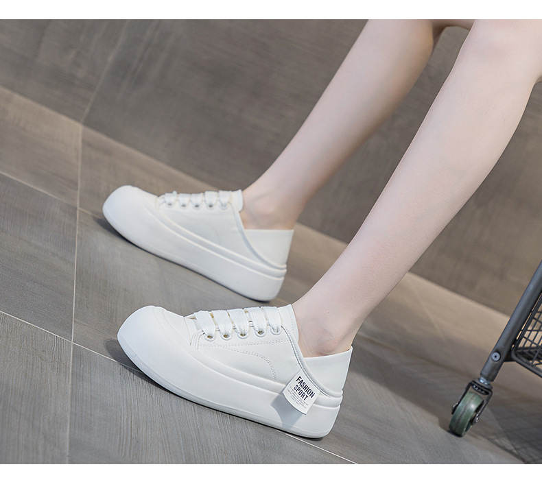Giày sneaker nữ mũi tròn đế dày phối dây buộc — M 2378m màu, M2378 màu be