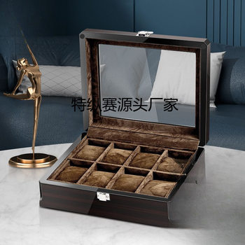 Wholesale 12-Digit Multi-Digit Watch Box Storage Packaging Box High-End Painted Ebony Wood Grain Watch Box Jewelry Box Display Box