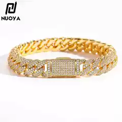 Cross border 10mm Double Row Zircon Hip Hop Bracelet, Trendy Brand, Personalized Bubble Cuban Chain, Men's Bracelet Accessories