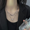 Double-layer Stacked Flash Diamond Necklace Women's Small Man Waist Silver Collarbone Chain Fashion All-match Light Luxury High-end Jewelry Accessories
