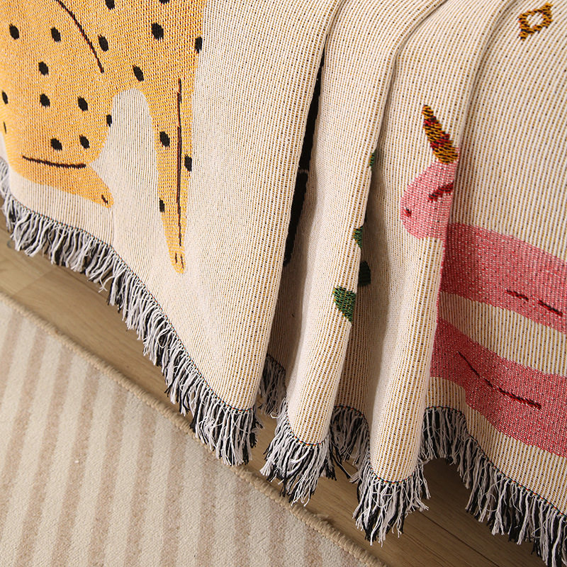 Cartoon Style Fashionable Single Sofa Towel Sofa Blanket Dustproof Cloth Tablecloth Hotel Bed and Breakfast Decorative Blanket