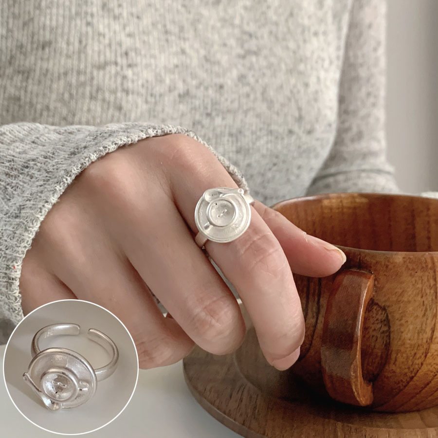 简约几何线条螺旋戒指女时尚设计感冷淡风开口指环旋涡环形食指戒