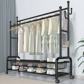 Coat Rack Floor-Standing Clothes Rack Bedroom Household Clothes Drying Rack Simple Clothes Storage Rack Double Pole Clothes Rack