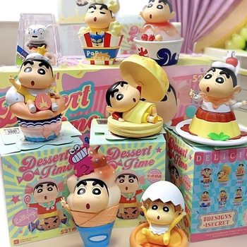 Crayon Shin-Chan Snack Time Series Blind Box Peripheral Figures Toys Desktop Trendy Figurines Birthday Gifts