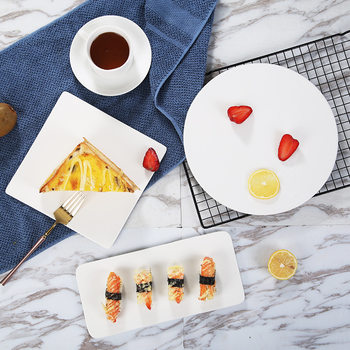 Ceramic Flat Plate Cake Plate Steak Plate Flat Plate Long Square Plate Square Plate Round Plate Snack Plate Hotel Ceramic Plate