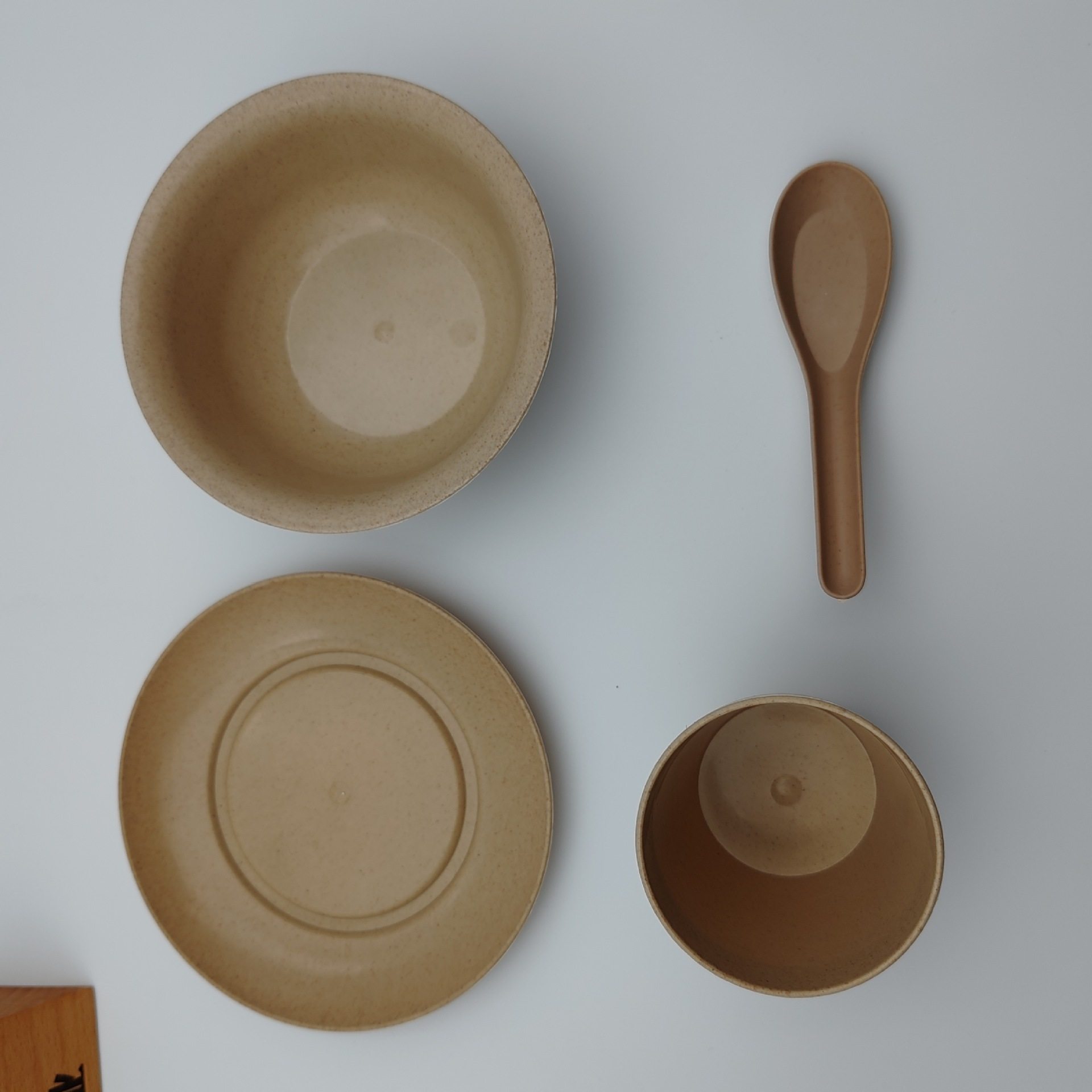 Disposable Rice Husk Four-Piece Set Bulk Biodegradable Tableware Environmentally Friendly Hot Pot Shop Home Banquet Hotel Rice Husk Tableware