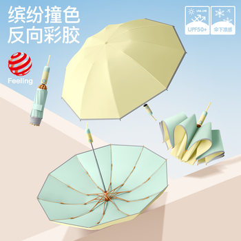 10 Bone Reverse Color Glue Automatic Umbrella Folding Advanced Sense Sun Protection UV Protection Sunlight and Rain Protection Dual-purpose Sun Cover Umbrella