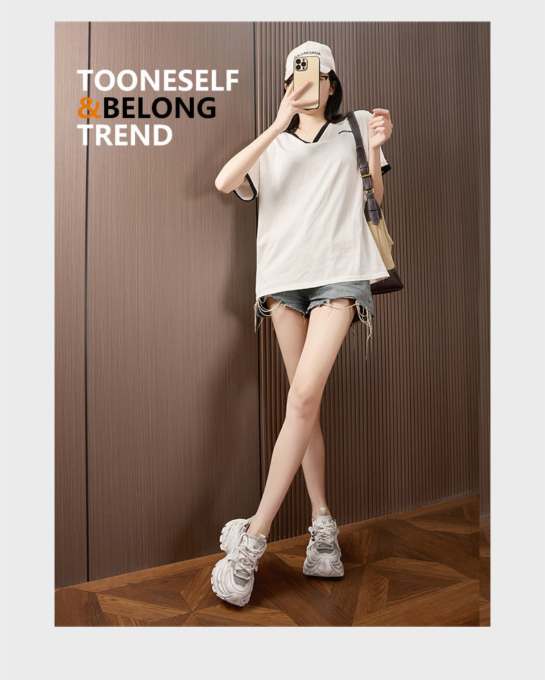 Giày sandal nữ cao gót mũi tròn quai ngang đế dày thoáng khí — Xám lưới đơn, Vàng lưới đơn, Hồng lưới đơn chi tiết 15
