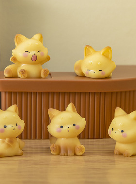 微景观可爱小狐狸树脂diy工艺装饰摆件家居车载小摆件级感小众