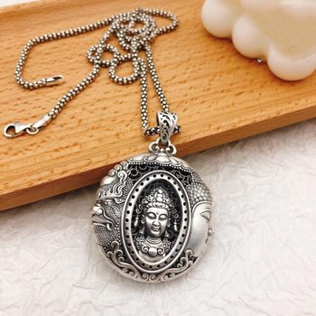 2023 new arrival one thought Buddha Magic S925 sterling silver sweater chain long fashion retro pure silver necklace pendant jewelry