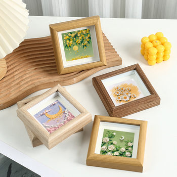 Square Handmade Photo Frame, Small, Cute, and Exquisite, Suitable for Display, Walnut Wood, Wholesale from Manufacturer, Picture Frame for Hanging