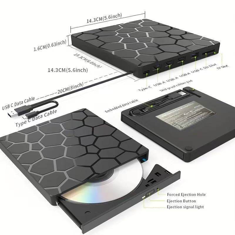 Factory 7 in 1USB multi-function Blu-ray drive card reader SD TF card function TypeC interface Blu-ray burner