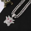 Full Diamond Imp Geng Ghost Pendant Hip-Hop Necklace for Men and Women Couple Funny Ins Street Handsome High-end Accessories Chain