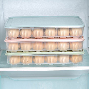 Egg storage box with lid refrigerator egg crisper household egg storage anti-fall rack 24 grid multi-layer egg tray egg rack