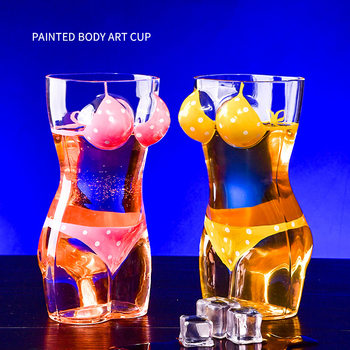 European creative hand-painted female body glass beer cup drinking cup funny bar KTV home foreign trade Wholesale