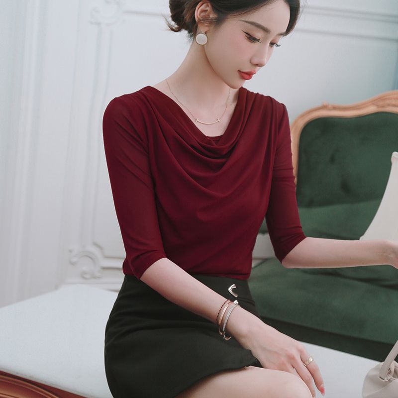 Summer Mesh Womens T Shirt Stylish Mid Length Sleeve Plus Size Flattering Fit Casual Everyday Wear Wholesale