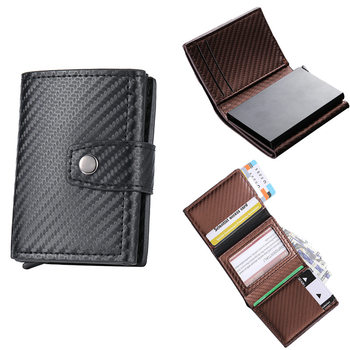 Men's Card Holder Europe and the United States Automatic Elastic Card Buckle Card Holder New Metal Aluminum Case RFID Card Holder Cross-border Hot Sale