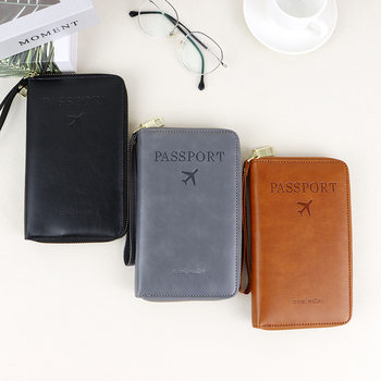 2026 New Leather Women's Long Passport Holder Rfid Document Bag Large Capacity Simple and Stylish Multifunctional Wallet