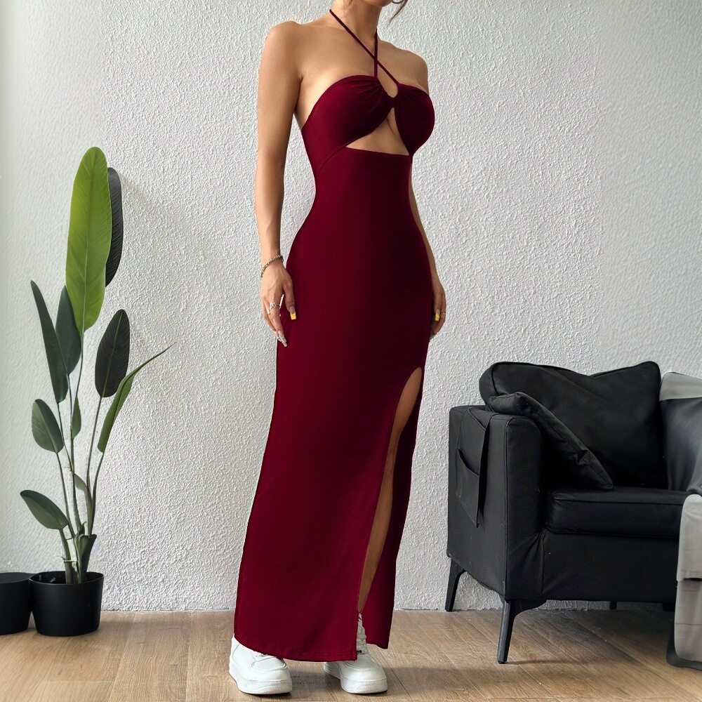 Halter Neck Maxi Dress Slim Fit Elegant Style Spring Summer Collection Perfect for Parties and Events Wholesale