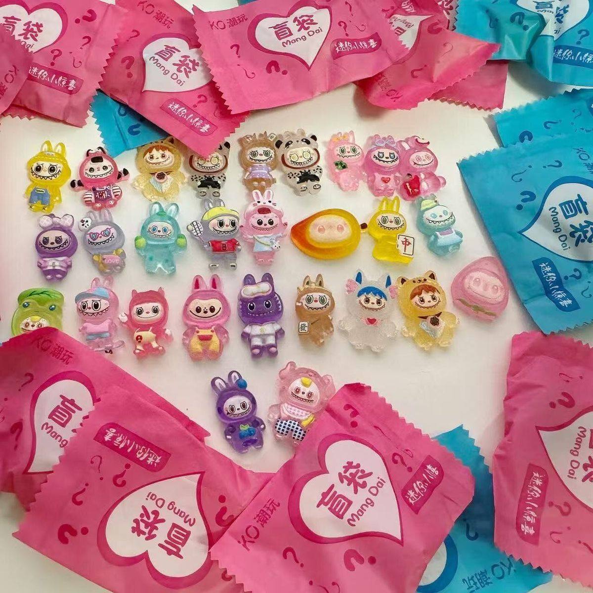 Luminous Labubu Blind Bag Cute Cartoon Surprise Resin DIY Accessories Toy Doll Primary School Student Birthday Gift