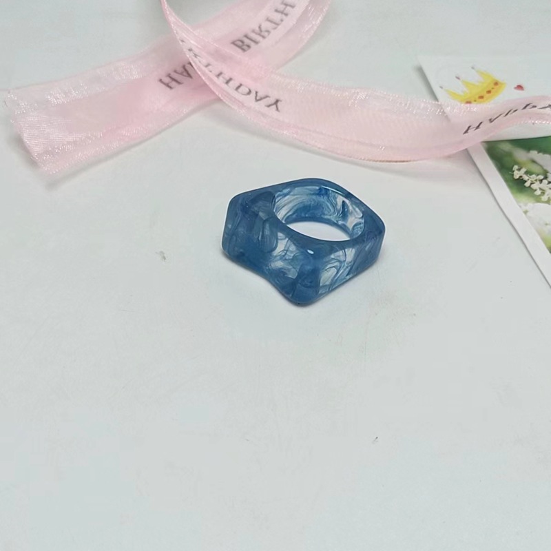 现货树脂醋酸戒指女混合彩色圆形方形指环套装外贸内销指圈批发