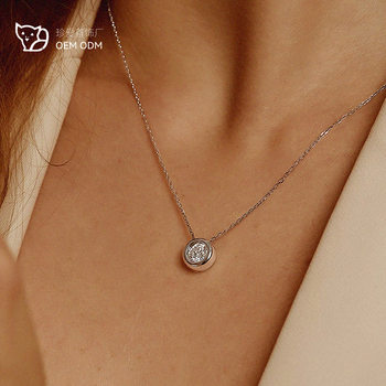 Moissanite S925 Sterling Silver Bubble Necklace Women's Pendant Simple Round Fashion with Chain Xiaohongshu Popular Source