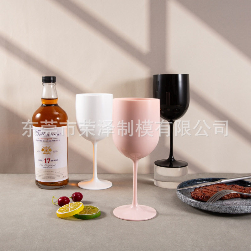 Factory direct 480ml reusable plastic goblet transparent red wine glass champagne glass support printing