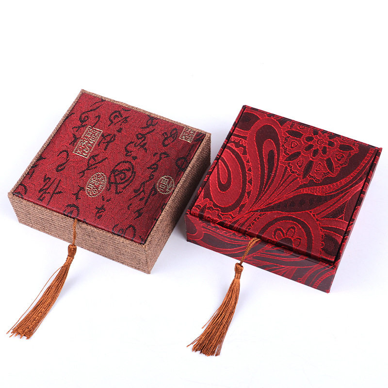Wenwan Linen Tassel Jewelry Box Jewelry Ring Box Buddha Bead Box Bracelet Bracelet Packaging Box Bracelet Box Wholesale