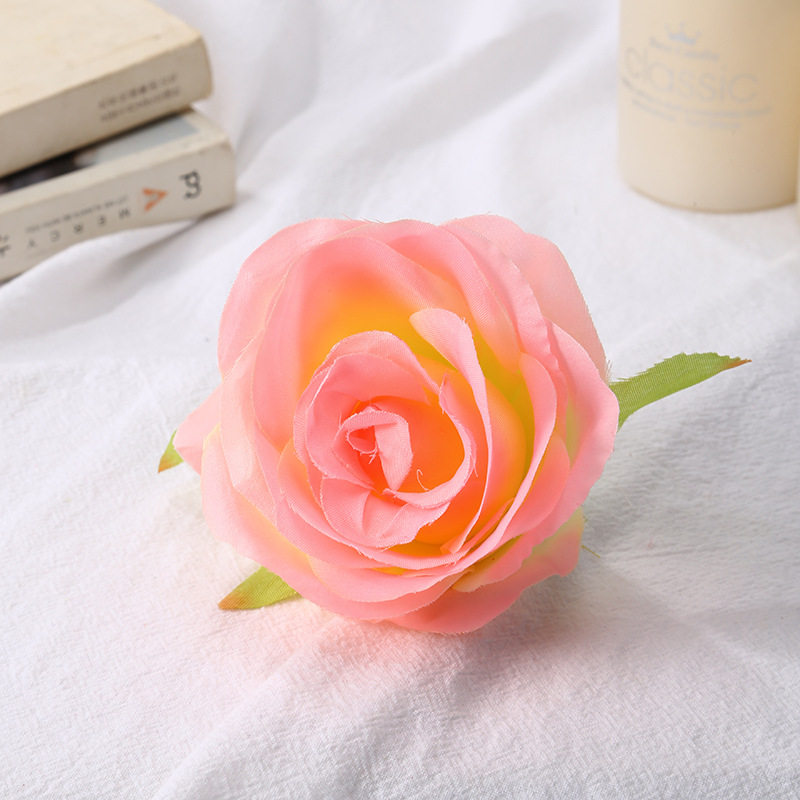 仿真玫瑰花头DIY假花绢花婚庆婚礼花材胸花发饰装饰花玫瑰花批发