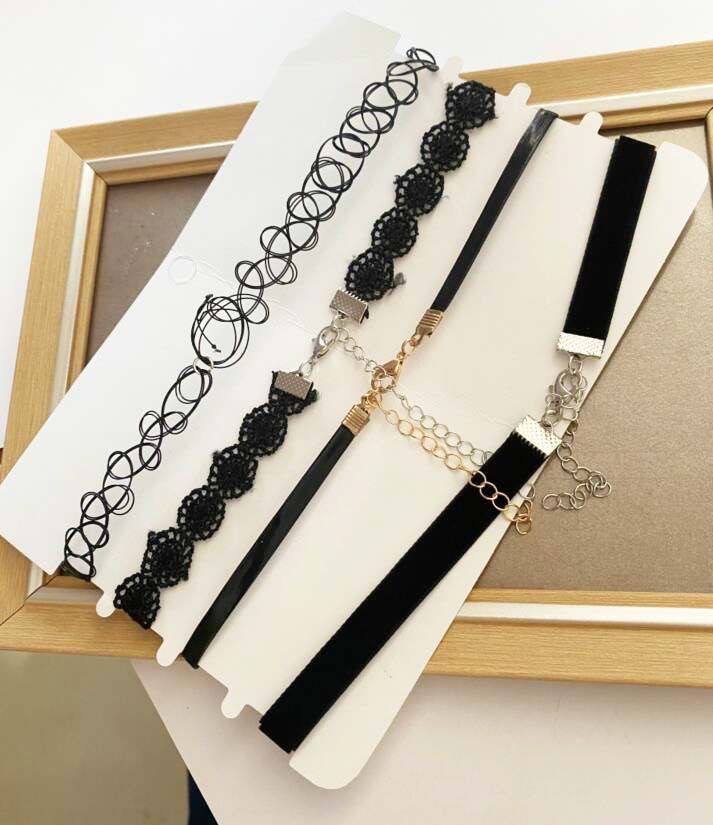 European and American choker Collar Clavicle Chain Simple Gothic Neck Strap Collar Neck Chain Combination Set Short Necklace