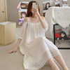 Maternity Wear Spring and Autumn Off-Shoulder Mesh Pajamas with Chest Pads Long Palace Style Sweet and Simple Home Wear 345
