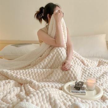 Autumn and Winter Thickened Tortoise Fleece Blanket Flannel Blanket Office Nap Blanket Double Layer Lamb Fleece Blanket Jacquard Blanket