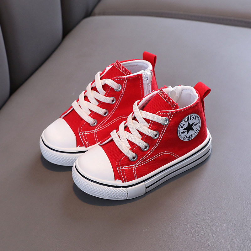 Children's canvas shoes 2024 Spring and Autumn new boys' casual shoes Korean style girls' mid-top canvas shoes small children's board shoes