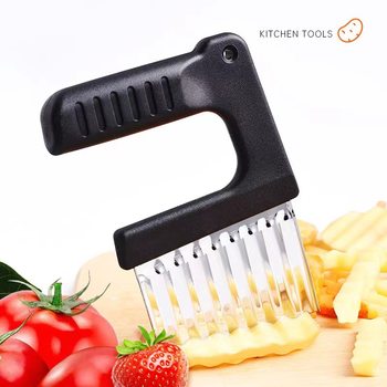 Factory Direct Supply Handheld Stainless Steel Wavy Potato Cutter French Fries Serrated Knife Multifunctional Vegetable Cutter Kitchen Tool