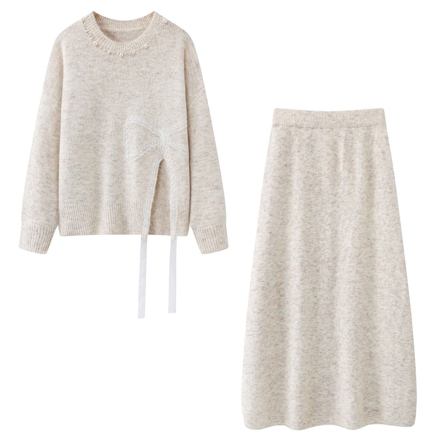 2025 Winter Lazy Style Autumn and Winter Outfit Suit Women's Atmospheric Knitted Sweater Slimming Look Skirt Two-Piece Set