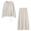2025 Winter Lazy Style Autumn and Winter Outfit Suit Women's Atmospheric Knitted Sweater Slimming Look Skirt Two-Piece Set
