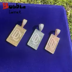 Cross-border supply of European and American hip-hop alphabet military pendant necklace men and women real copper cubic zirconia hip-hop jewelry