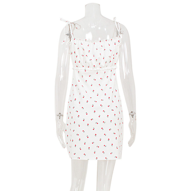 Floral Print A Line Mini Dress Sweet and Fresh Style Summer Casual Wear for Young Women Wholesale Available
