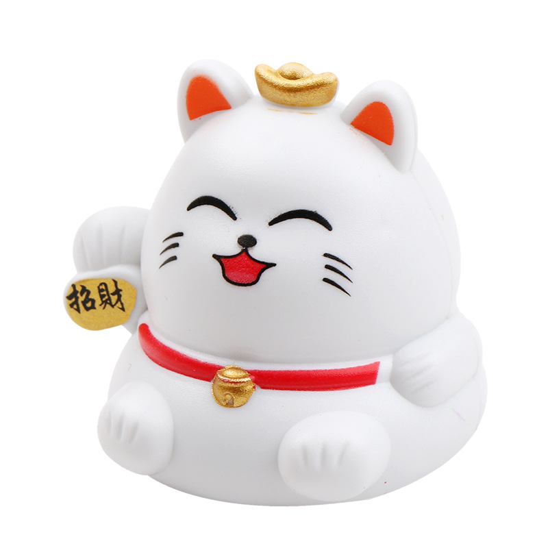 萌趣招财猫回力车子儿童玩具四款蛋糕装饰摆件插件卡通玩具招财猫
