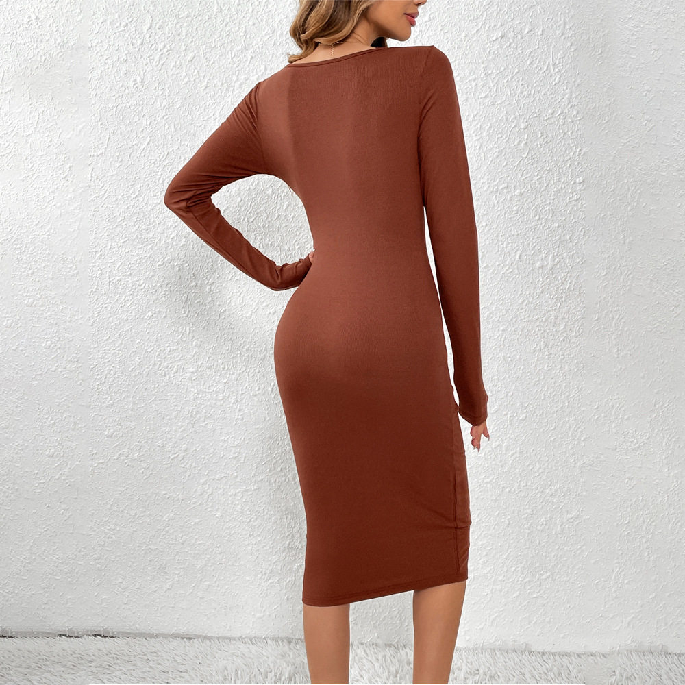 Knitted Bodycon Dress Sexy Hollow Waist Design Slim Fit Long Length Perfect for Parties and Night Out Wholesale