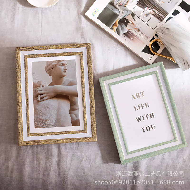 Wooden photo frame table simple photo wall 6 inch 7810 inch a4 inch picture frame wall wedding dress frame ornaments wholesale