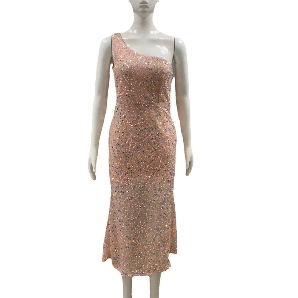 Sleeveless Sequin Dress Elegant One Shoulder Design Perfect for Summer Events Wholesale Available