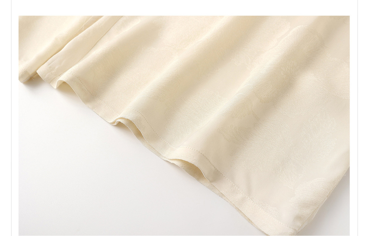 Quần dài ống rộng nữ họa tiết jacquard lụa tơ nhân tạo — Màu trắng nhạt, màu vàng