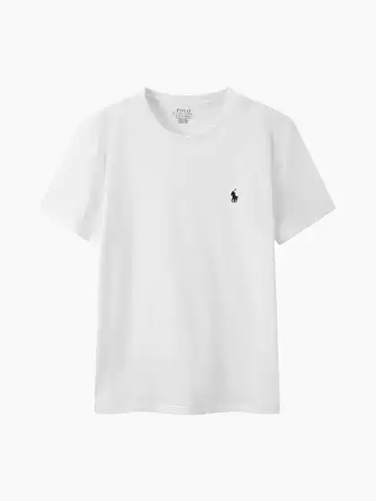 Pure Cotton Pony Logo Round Neck T-Shirt Men's Summer Polo Embroidered Casual T-Shirt Cross-Border Dropshipping Pure Cotton T-Shirt
